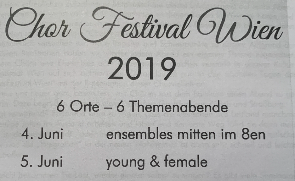 6C beim Chorfestival Wien, Juni 2019